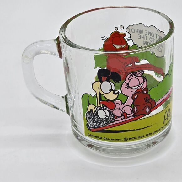 Vintage 1978 McDonalds Garfield & Odie See Saw Themed Glass Mug - Picture 3 of 5